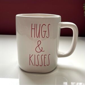 Rae Dunn “Hugs & Kisses” White Mug with Red Text (New with tag)